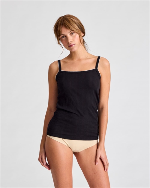 GAI+LISVA LIVA COTTON STRAP TOP DROP NEEDLE BLACK